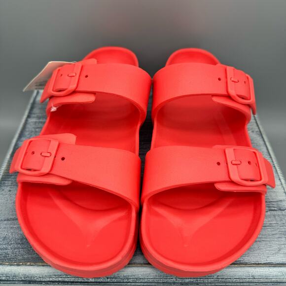 NEW Shade & Shore Women’s Neida EVA Two band Sandals Coral Red Size 11 - Picture 3 of 10